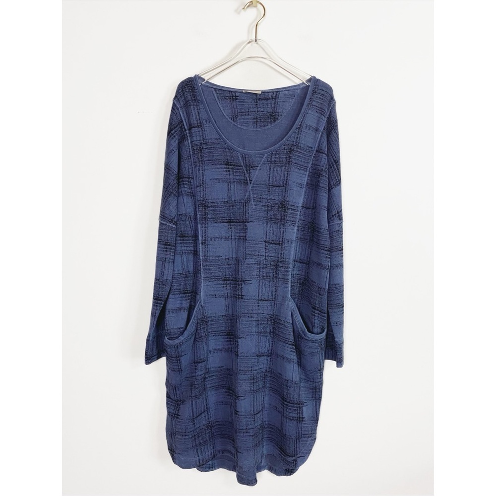 Wrap London Hemp Plaid Lagenlook Drape Long Sleeve Dress Womens size 10
